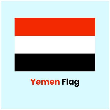 Yemen flag with text. Official colors and proportion correctly. National flag of Yemen.のイラスト素材
