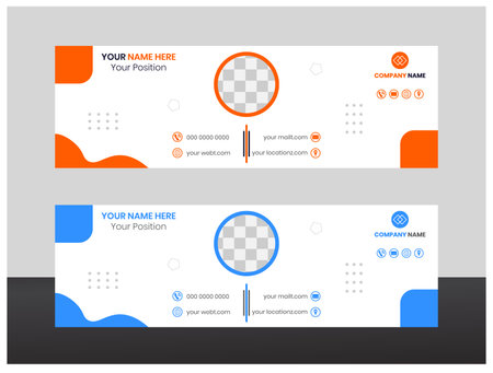 Email Signature Modern Creative and Clean Double-sided Business Card Template. Flat Design Vector Illustrationのイラスト素材