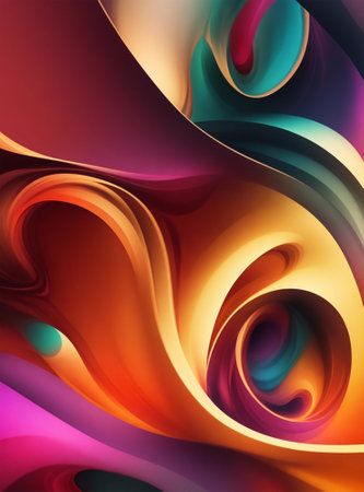abstract colorful background with swirls and waves. 3d illustrationの素材