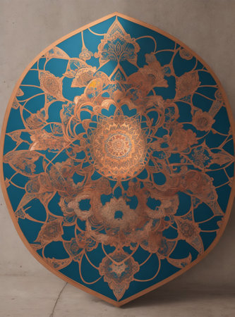 Arabic ornament in the form of a shield on the wall.の素材