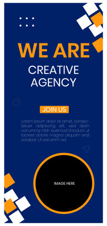 we are open again flyer design template in blue and orange color, vector illustrationのイラスト素材