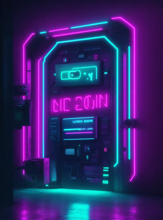 Futuristic neon interface. Sci-fi style. 3d renderingの素材
