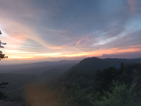 Sunrise at Doi Pha Tang in Chiangrai, Thailandの写真素材
