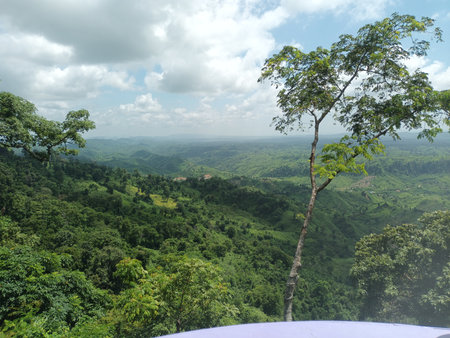 View from the top of the mountain at Doi Inthanon National Park, Chiang Mai, Thailandの写真素材