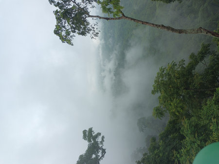 Beautiful view of the waterfall in the mist, Phu Kradueng National Park, Loei, Thailandの写真素材