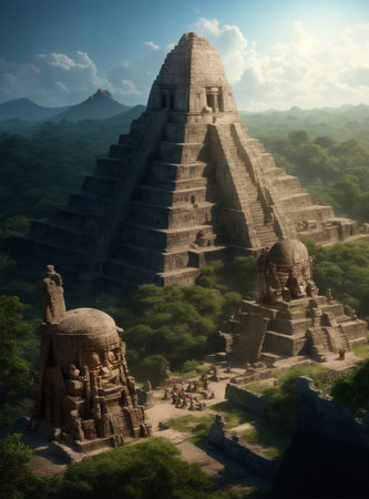 Chichen Itza, Yucatan, Mexico. Mayan pyramids at sunset.の素材