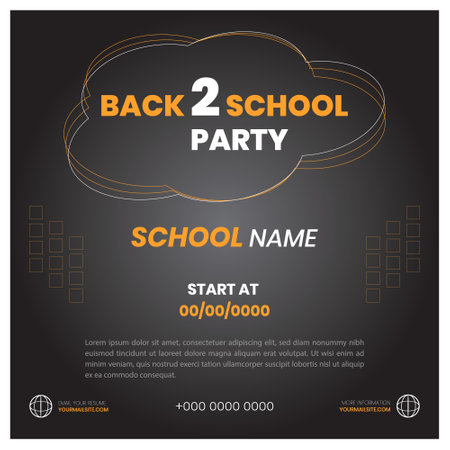 creative back to school flyer design template in black and gold colorのイラスト素材