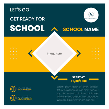 Vector template brochure design in blue, yellow and white colors.のイラスト素材