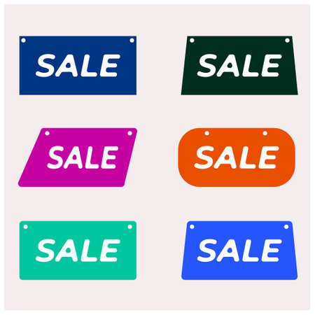 sale label icon set on white background. Flat design. Vector illustrationのイラスト素材