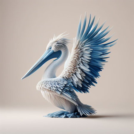 3d rendering of a pelican isolated on a white background.の素材