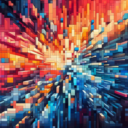 Abstract colorful background. 3d rendering. Computer digital drawing. Red, blue and yellow colors.の素材