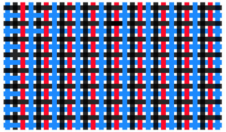 Seamless geometric pattern in red, blue, black and white