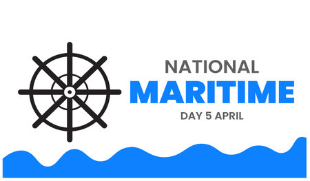 National Maritime Day. May 15. Holiday concept. Template for background, banner, card, poster with text inscription. Vector illustration.のイラスト素材