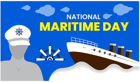 National Maritime Day. May 5. Holiday concept. Vector illustration.のイラスト素材