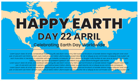 Happy Earth Day background with map of the world. Vector illustration.のイラスト素材