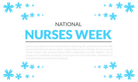 National Nurses Week banner template. Blue snowflakes background.のイラスト素材