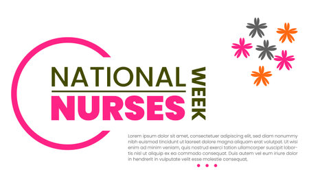 National Nurses Day. Banner template with flowers and text. Vector illustration.のイラスト素材