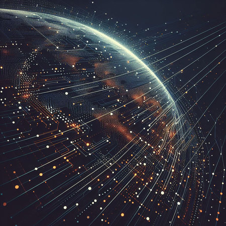 Global network connection. 3d rendering toned image double exposure.の素材