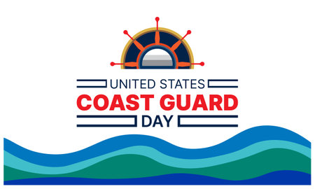 U.S coast guard day design templet, Vector illustration of a background for Columbus Day with a marine theme.のイラスト素材