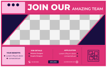 We are hiring, Fashion model social media post template in pink and blue color.