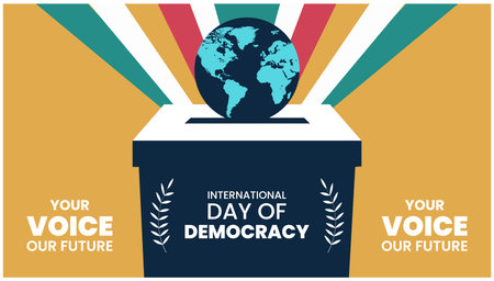 International Day of Democracy poster. Vector illustration in flat design style.  celebration web...