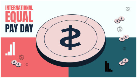 International Equal Pay Day design, International Day of Poverty vector illustration in flat design style with money coin.のイラスト素材