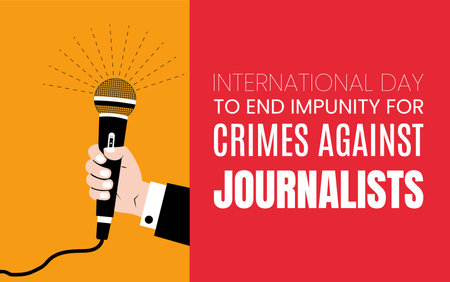 International Day to End Impunity for Crimes against Journalists. Creative Vector illustration for World Press Freedom Day concept. Reporterのイラスト素材
