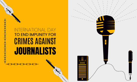 International Day to End Impunity for Crimes against Journalists. Creative Vector illustration for World Press Freedom Day concept. Reporterのイラスト素材