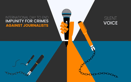 International Day to End Impunity for Crimes against Journalists. Creative Vector illustration for World Press Freedom Day concept. Reporterのイラスト素材