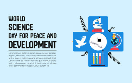 World Science Day for Peace and Development background design, Vector illustration of a flat design concept of World Day for Peace.のイラスト素材