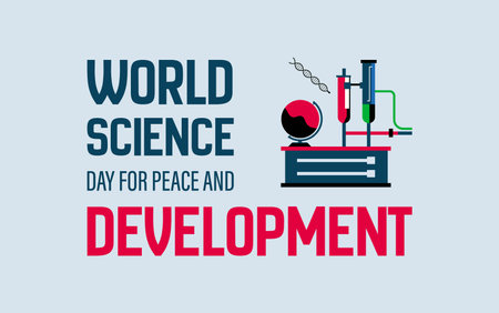 World Science Day for Peace and Development background design, World Science Day. Vector illustration. Design element for poster, card, banner.のイラスト素材