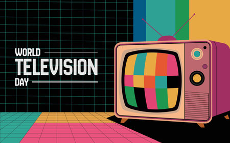 World Television Day concept with vintage tv icon design, vector illustration.のイラスト素材