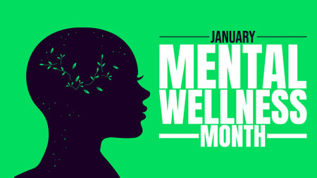 Mental illness awareness week is observed every year in October, mental illness is a health problem that significantly affects how a person feels, thinks, behaves,のイラスト素材