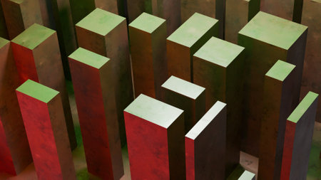 Abstract 3d rendering of geometric shapes. Bauhaus style.