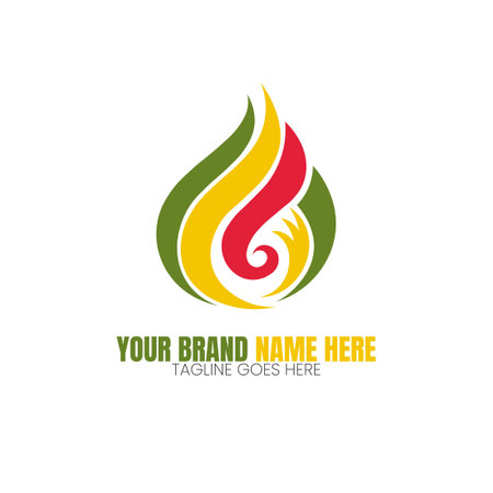 Fire flame logo design template with abstract curved shapesのイラスト素材