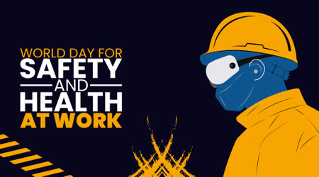 World Day for Safety and Health at Work, Protecting Workers, Promoting Well beingのイラスト素材