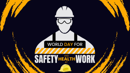 World Day for Safety and Health at Work, Protecting Workers, Promoting Well beingのイラスト素材