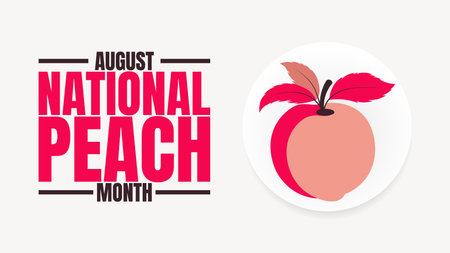 National Peach Month Designs, Juicy Fruit Art and Vector Graphicsのイラスト素材