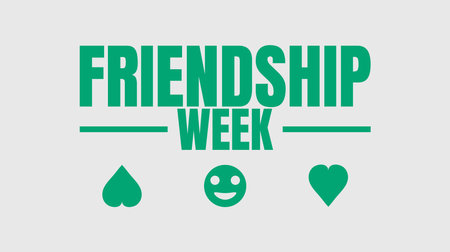 Friendship Week. Vector illustration in green color on gray background.のイラスト素材