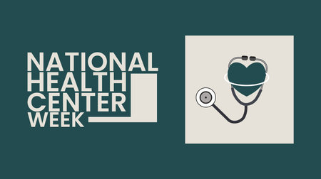 National Health Week. Vector banner with stethoscope and heart.のイラスト素材