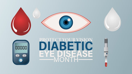 Diabetic Eye Disease Month, Protect Your Vision design templetのイラスト素材