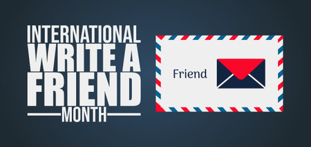 International Write a Friend Month Letter Writing Illustration design templetのイラスト素材