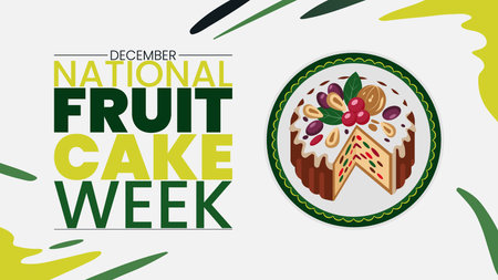 National Fruitcake Week, Holiday Dessert, Festive Cake Celebrationのイラスト素材