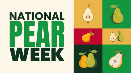 National Pear Week, Juicy Pears, Nutritious Snack, Fruit Illustration Conceptのイラスト素材