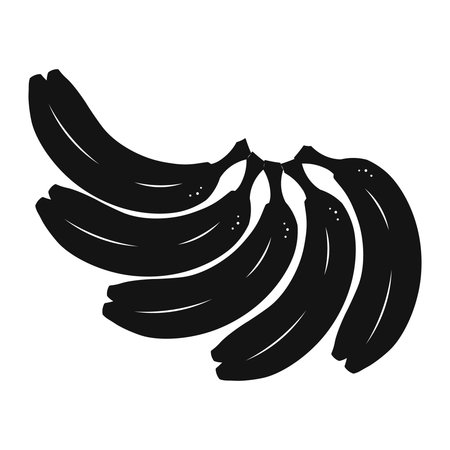 Silhouette Bananas A monochrome collection of ripe bananas. This graphic artwork captures the iconic form of ripe fruit, perfect for adding a touch of bold simplicity.のイラスト素材