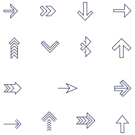 Outline Arrow Icons and Symbols in Various Directions for Web and Technical Graphics