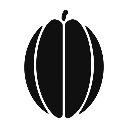 Black silhouette icon of a round fruit, possibly a melon or pumpkin, divided into segments.のイラスト素材