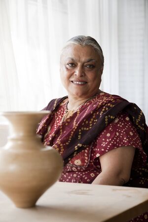 portrait of a senior indian woman の写真素材