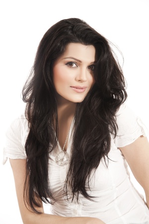 atrractive Indian girl with a smile and a long hairの写真素材