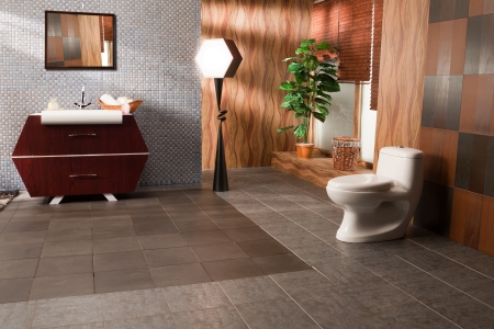 modern bathroom in a luxury apartmentの写真素材